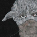 dyptique | technique mixte sur toile 50x100 | Jeux d'enfants - masques moutons | Vendue